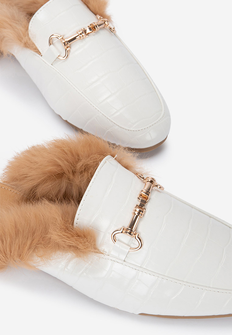 Papuče za ženske Fluffy bijele