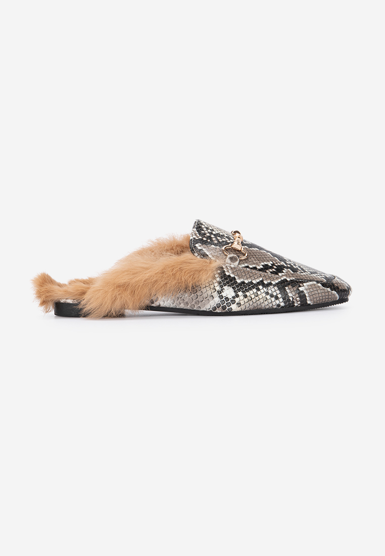 Papuče za ženske Fluffy kaki