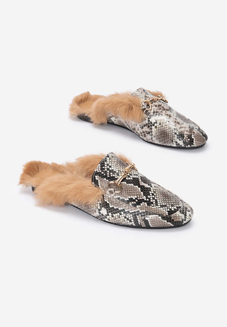 Papuče za ženske Fluffy kaki