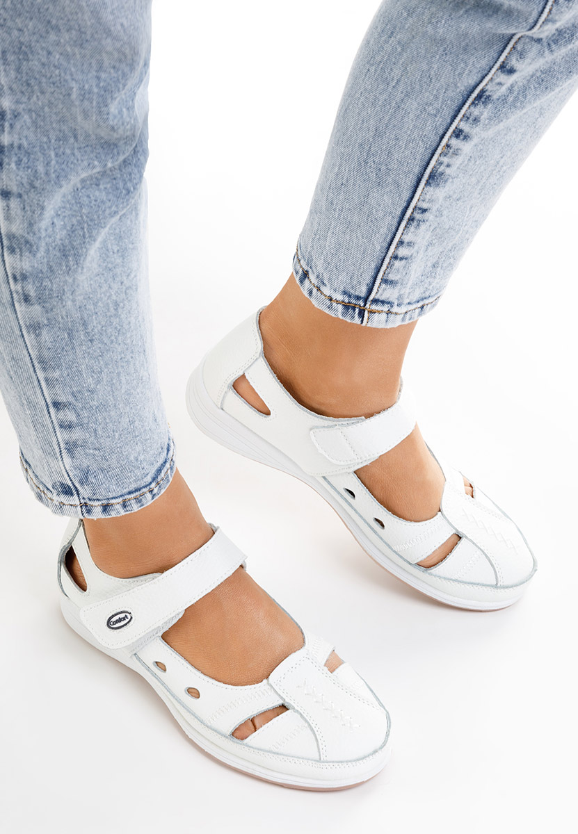 Balerinke od prirodne kože Deby bijele