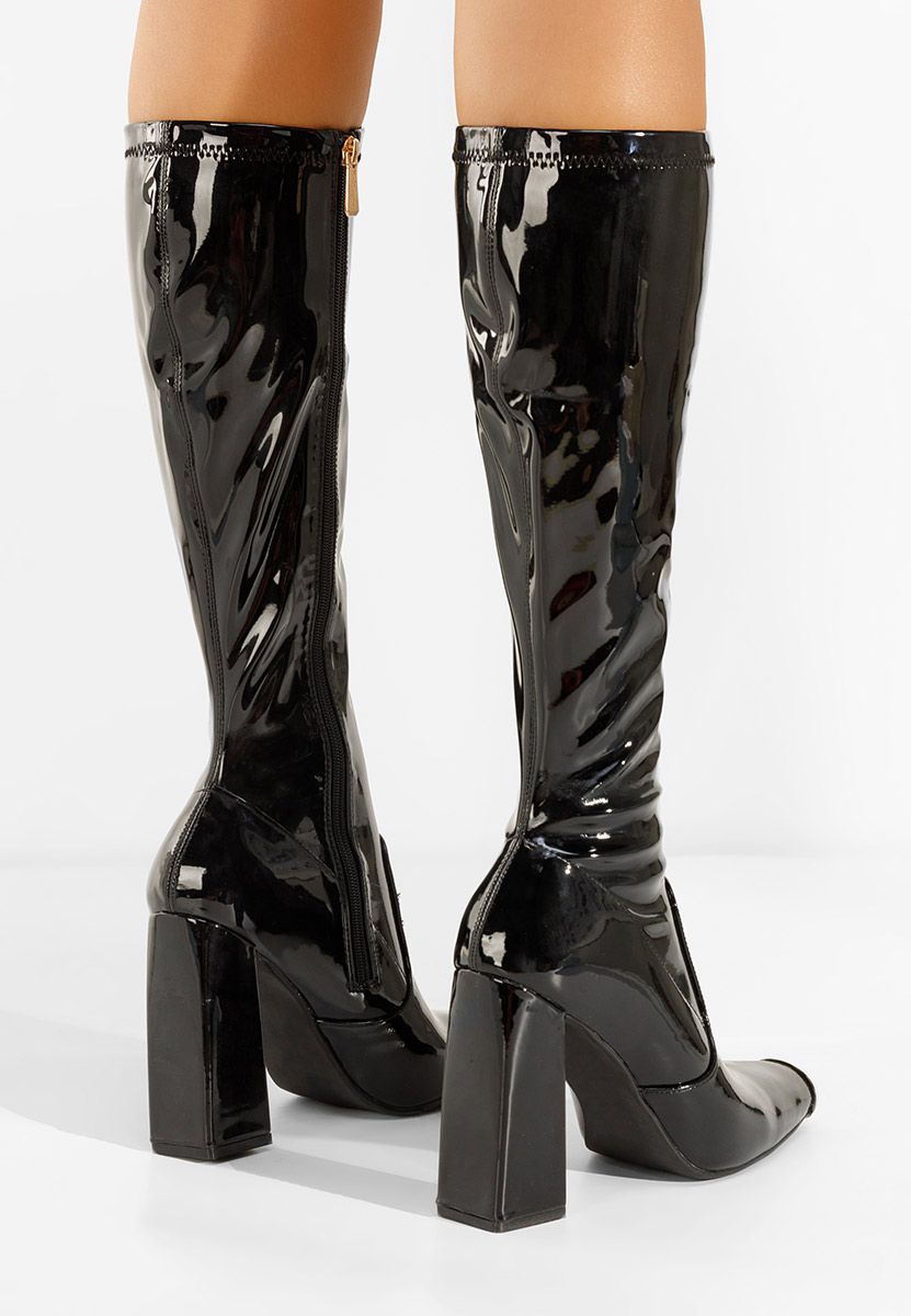 Čizmice na blok petu Anise crno v2