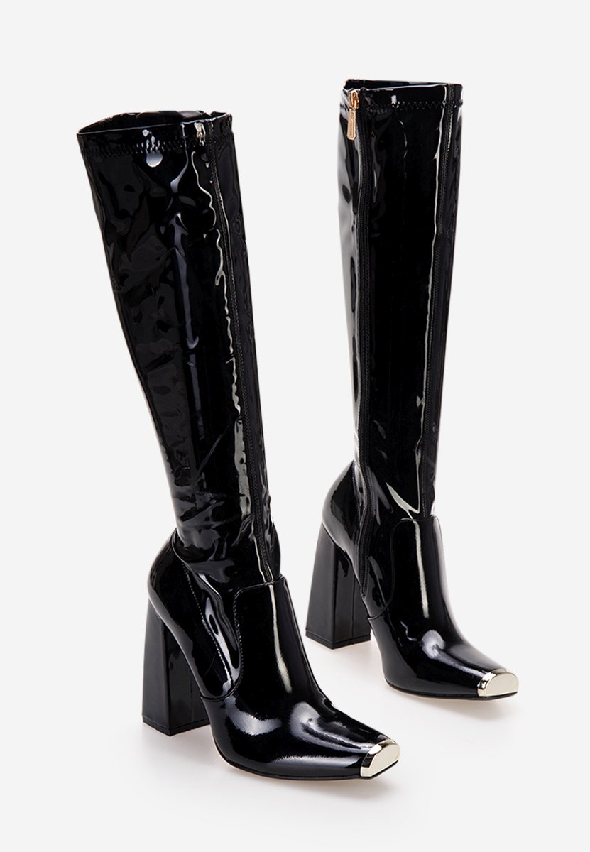 Čizmice na blok petu Anise crno v2