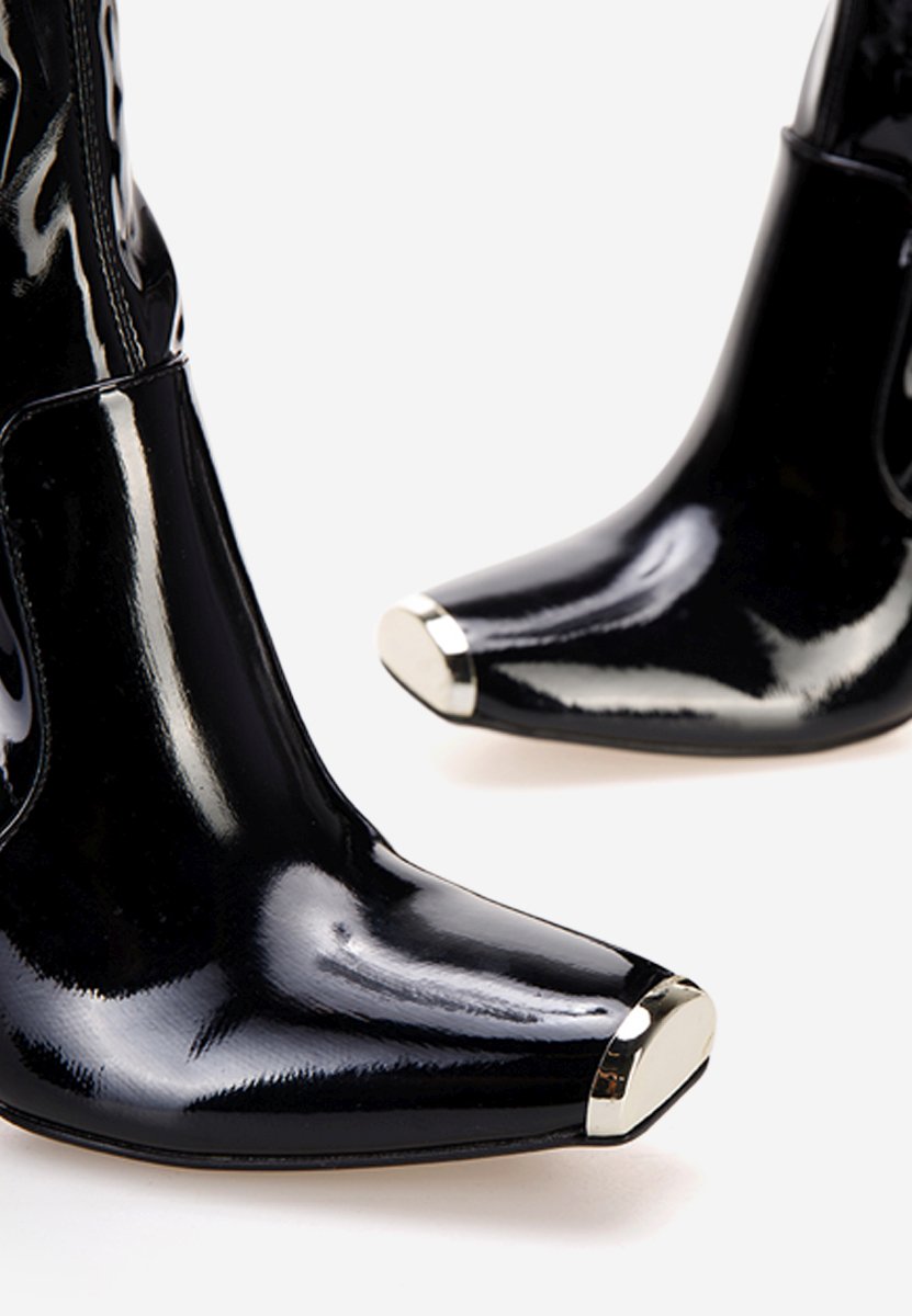 Čizmice na blok petu Anise crno v2