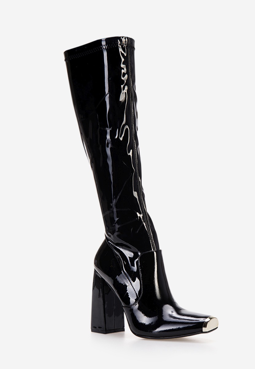 Čizmice na blok petu Anise crno v2