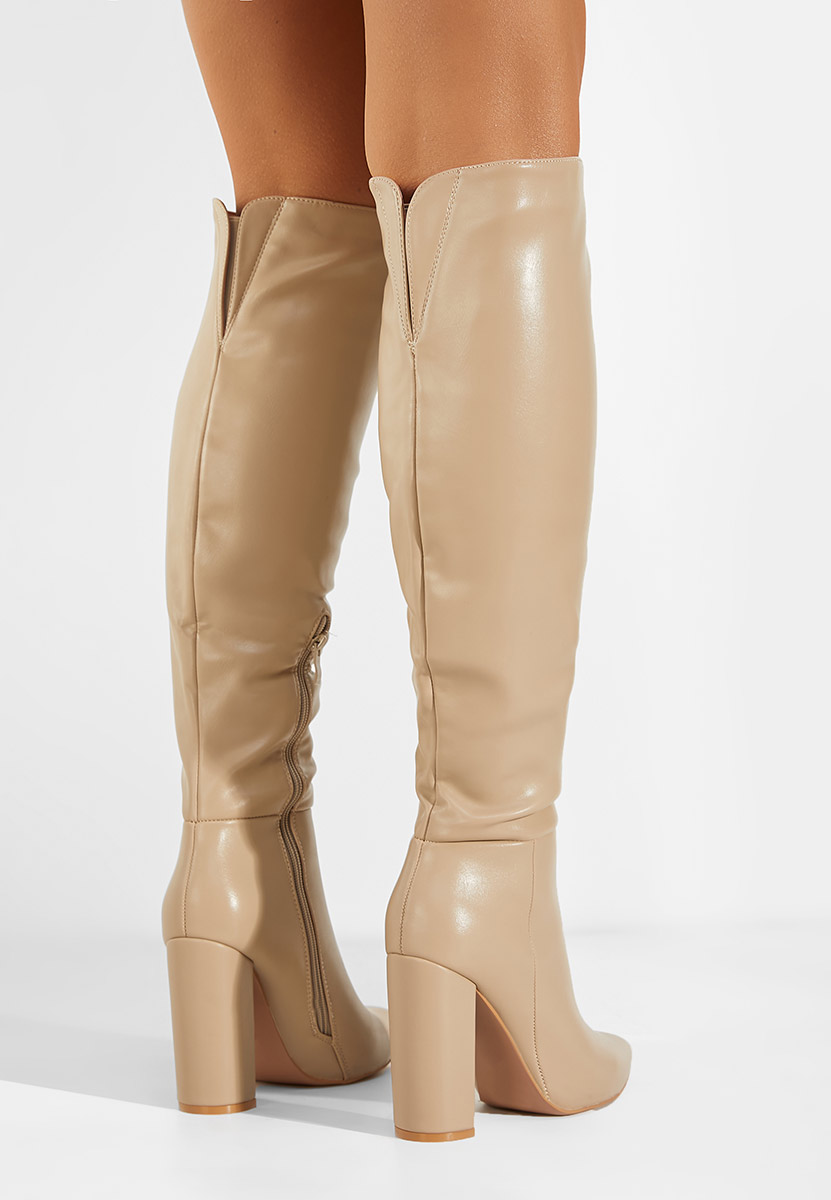 Duge čizme na petu kaki Cailla