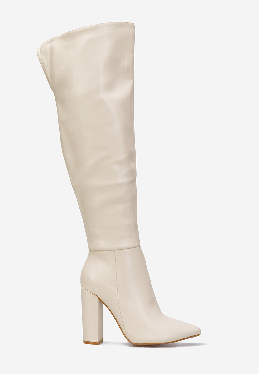 Duge čizme na petu bež Cailla