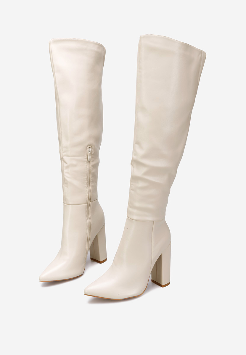 Duge čizme na petu bež Cailla