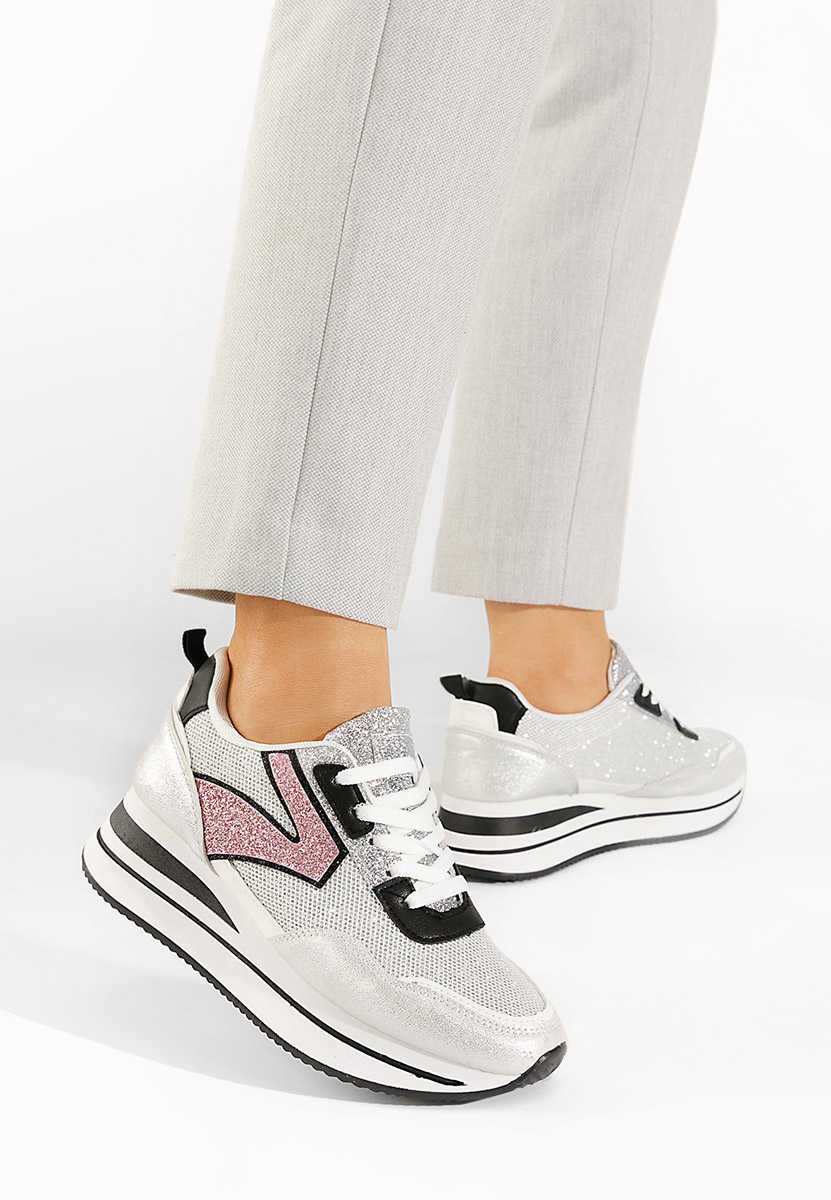 Sneakers s platformom Tarika srebrno