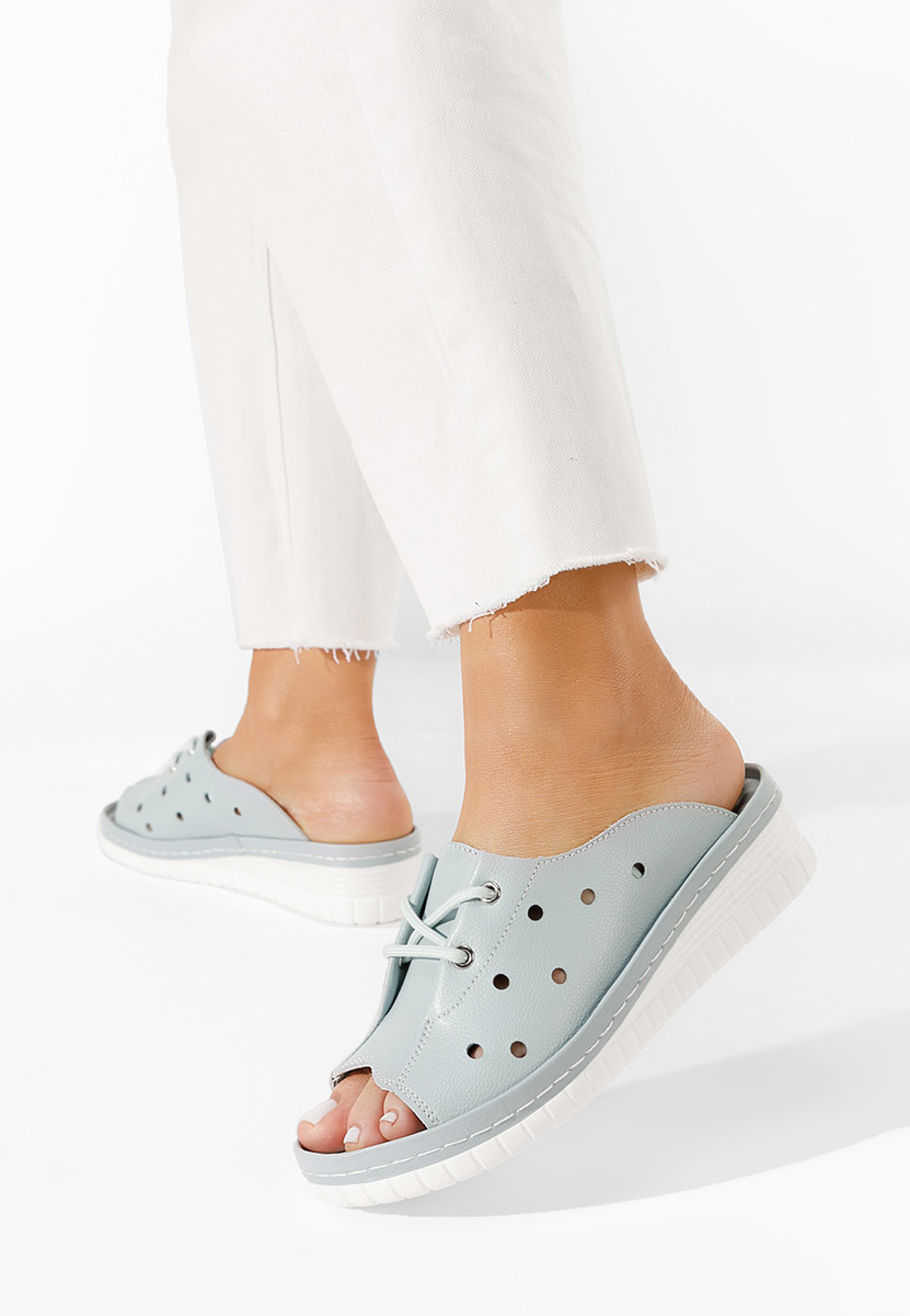 Papuče od prirodne kože Patricia svijetlo plavi