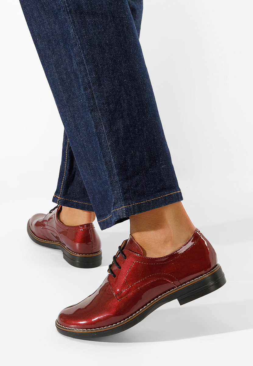 Kožne cipele derby Otivera V3 vinsko crvena