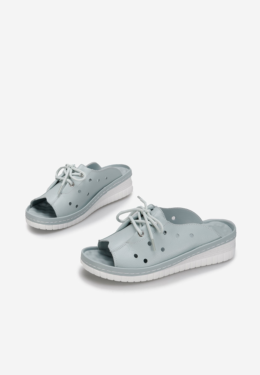 Papuče od prirodne kože Patricia svijetlo plavi