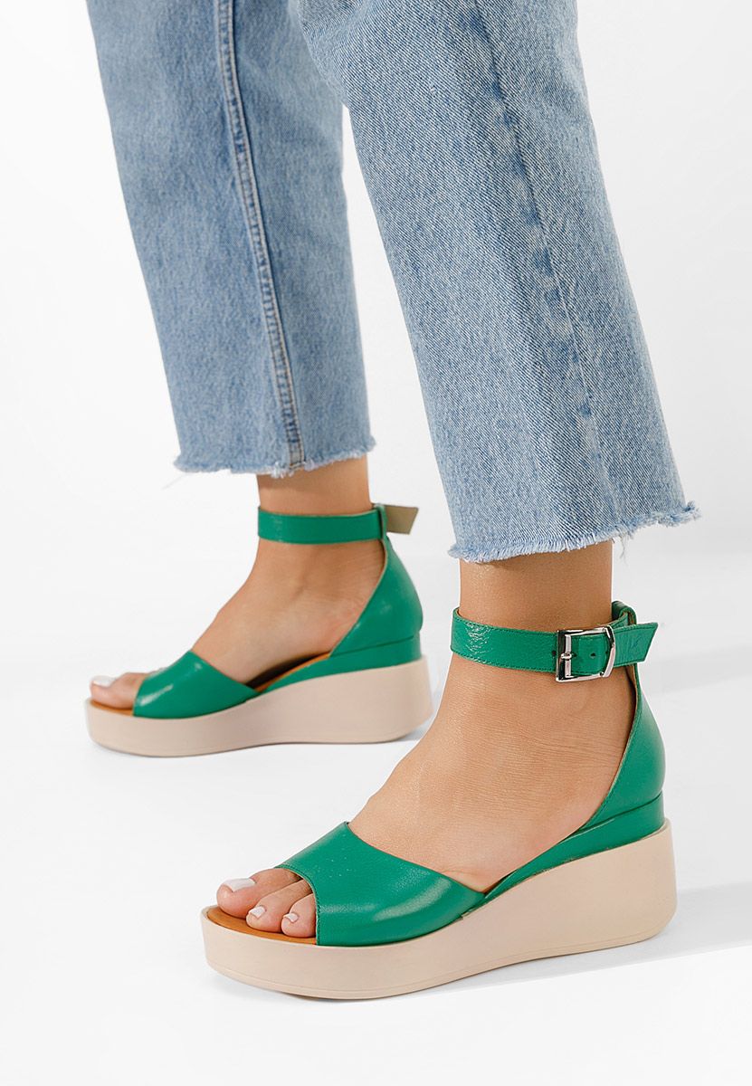 Sandale s platformom kože Salegia zeleno