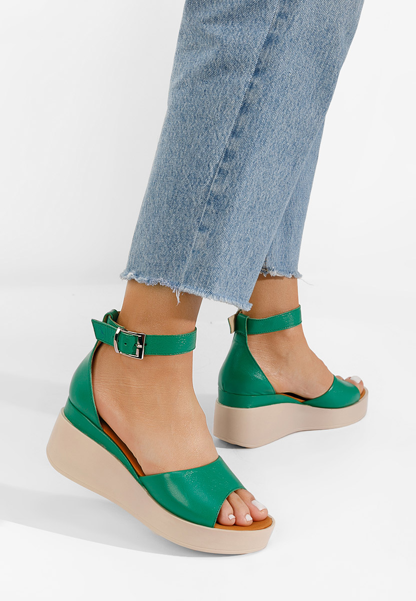 Sandale s platformom kože Salegia zeleno