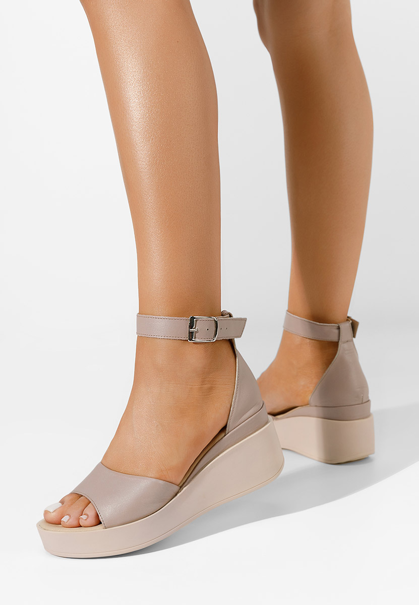 Sandale s platformom kože Salegia sivo