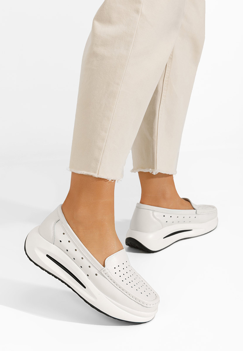 Mokasinke od prirodne kože Laurea bijele