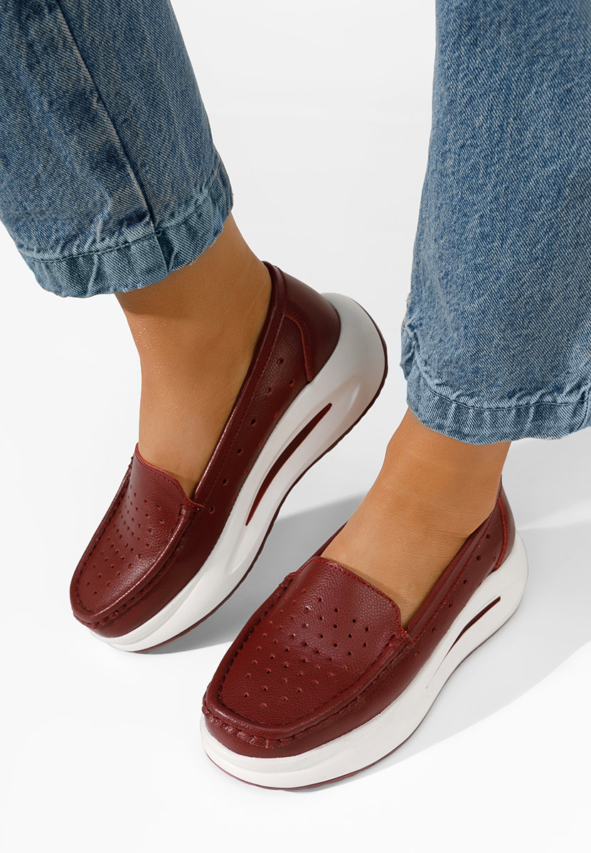 Mokasinke od prirodne kože Laurea vinsko crvena