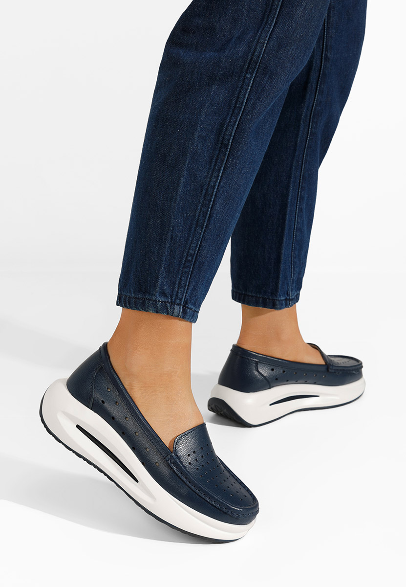 Mokasinke s platformom Laurea plavo navy