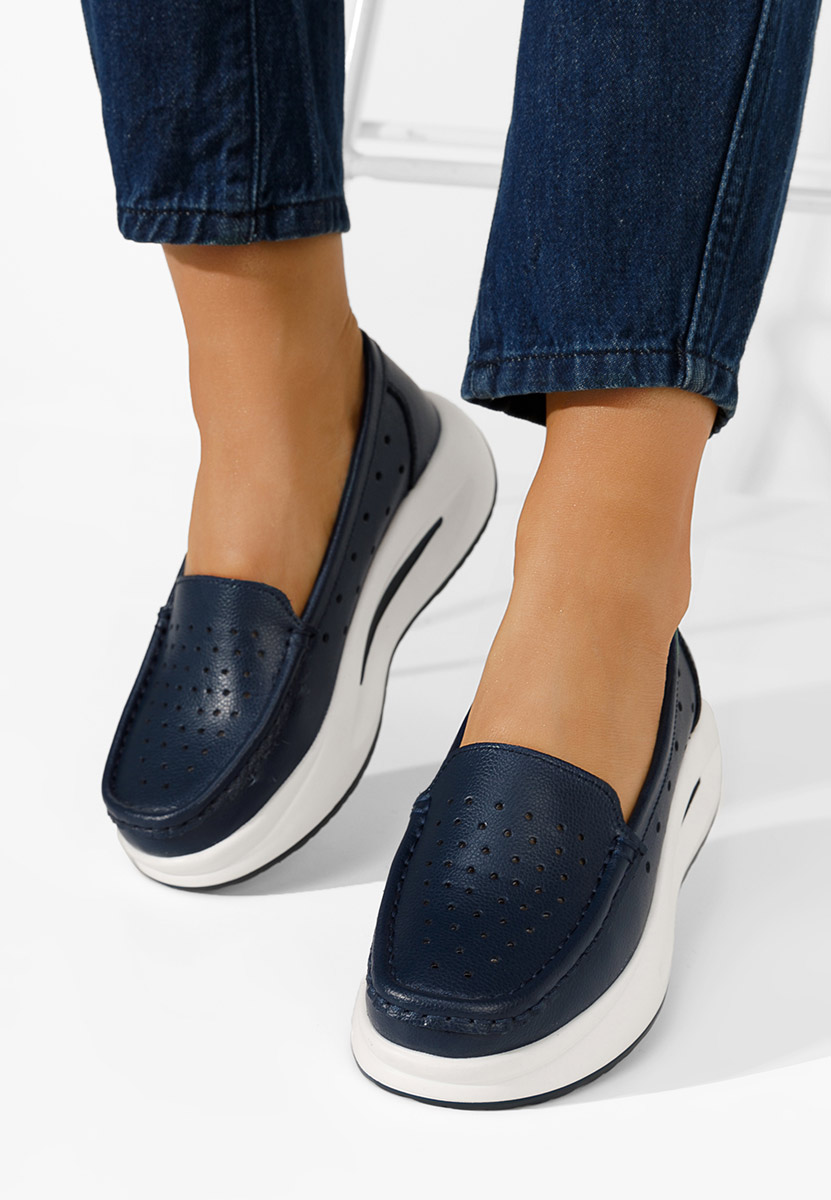 Mokasinke s platformom Laurea plavo navy