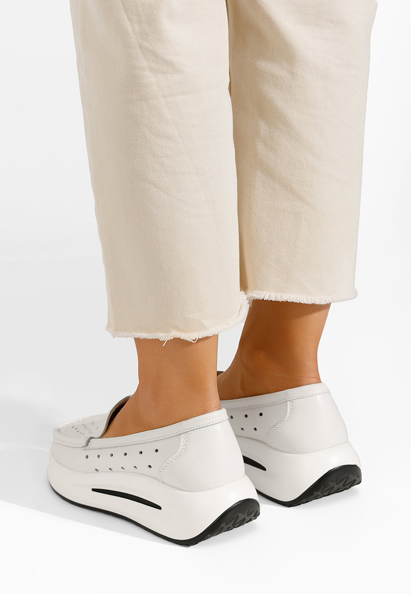 Mokasinke od prirodne kože Laurea bijele