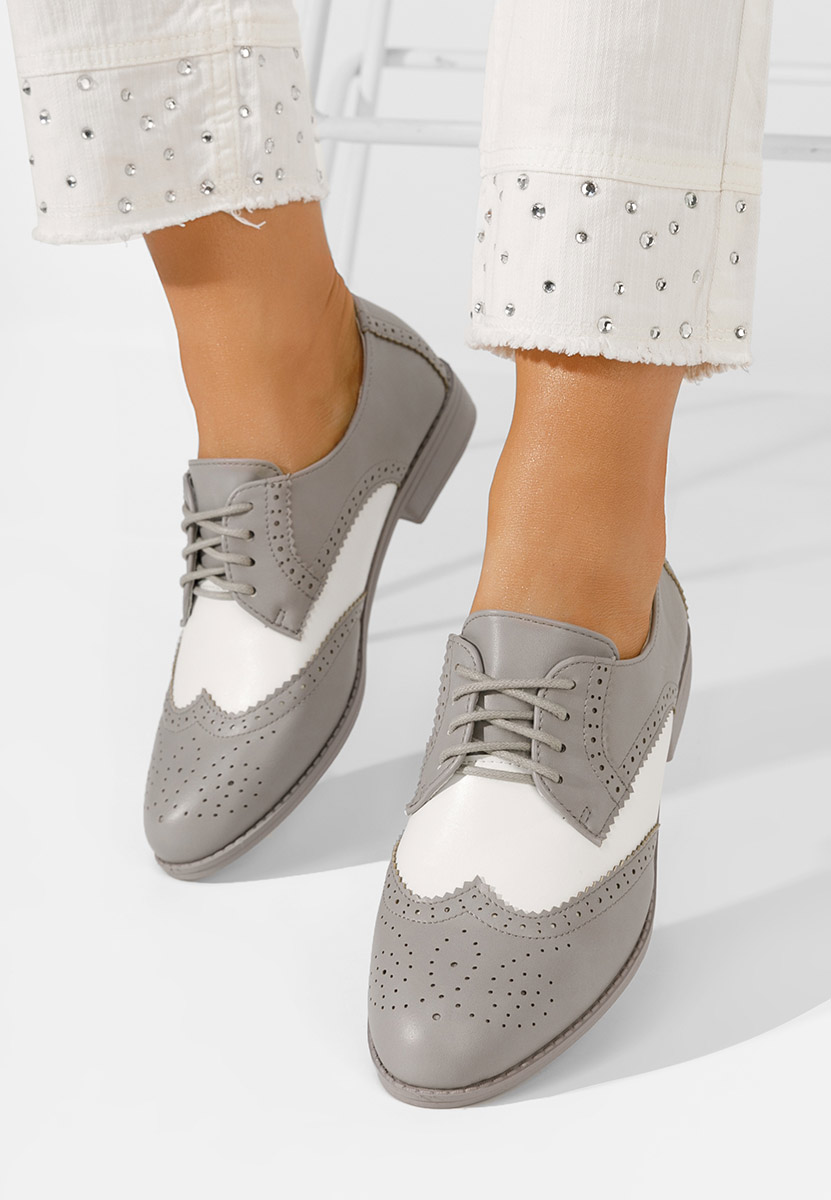 Ženske cipele oksfordice Nemara sivo