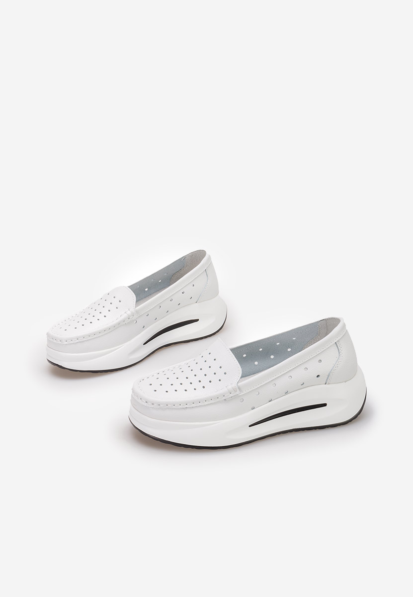 Mokasinke od prirodne kože Laurea bijele