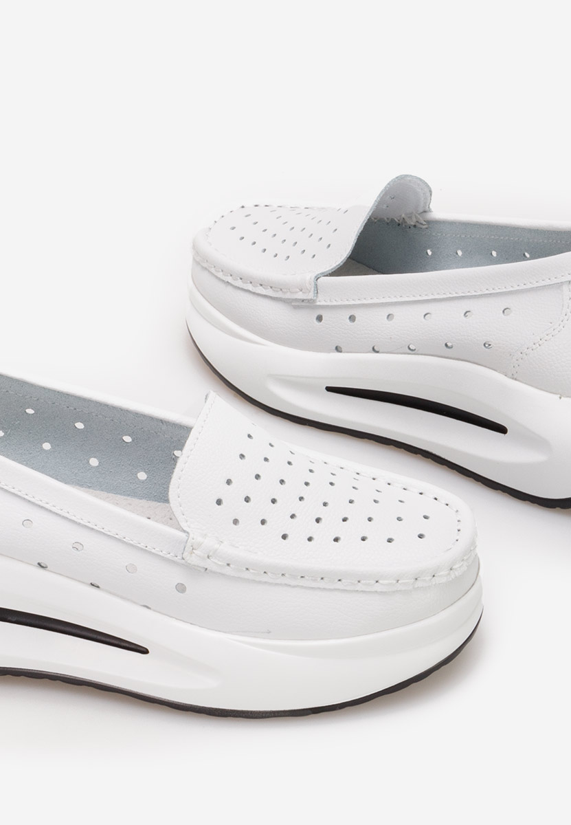 Mokasinke od prirodne kože Laurea bijele