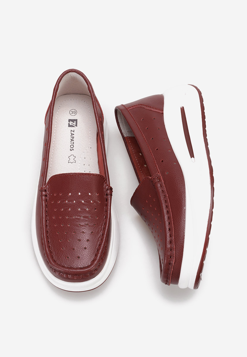 Mokasinke od prirodne kože Laurea vinsko crvena