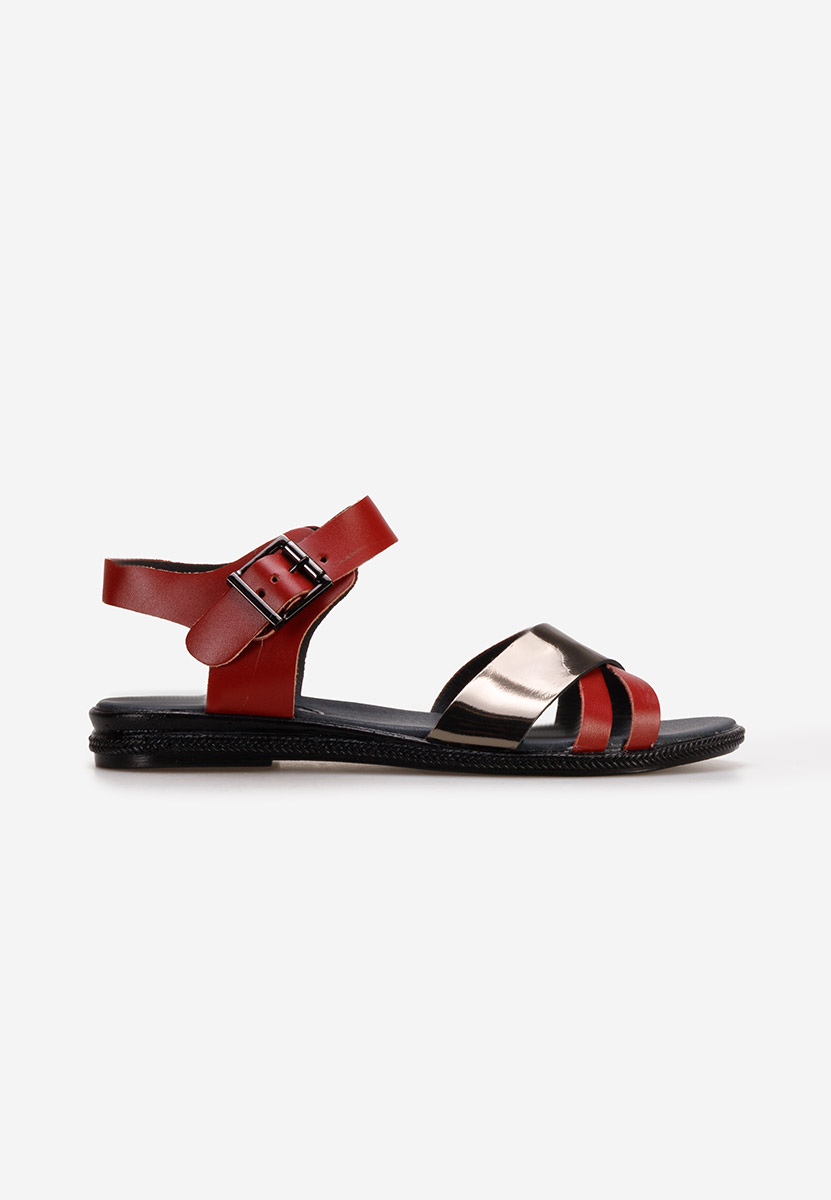 Sandale od prirodne kože Casiella vinsko crvena