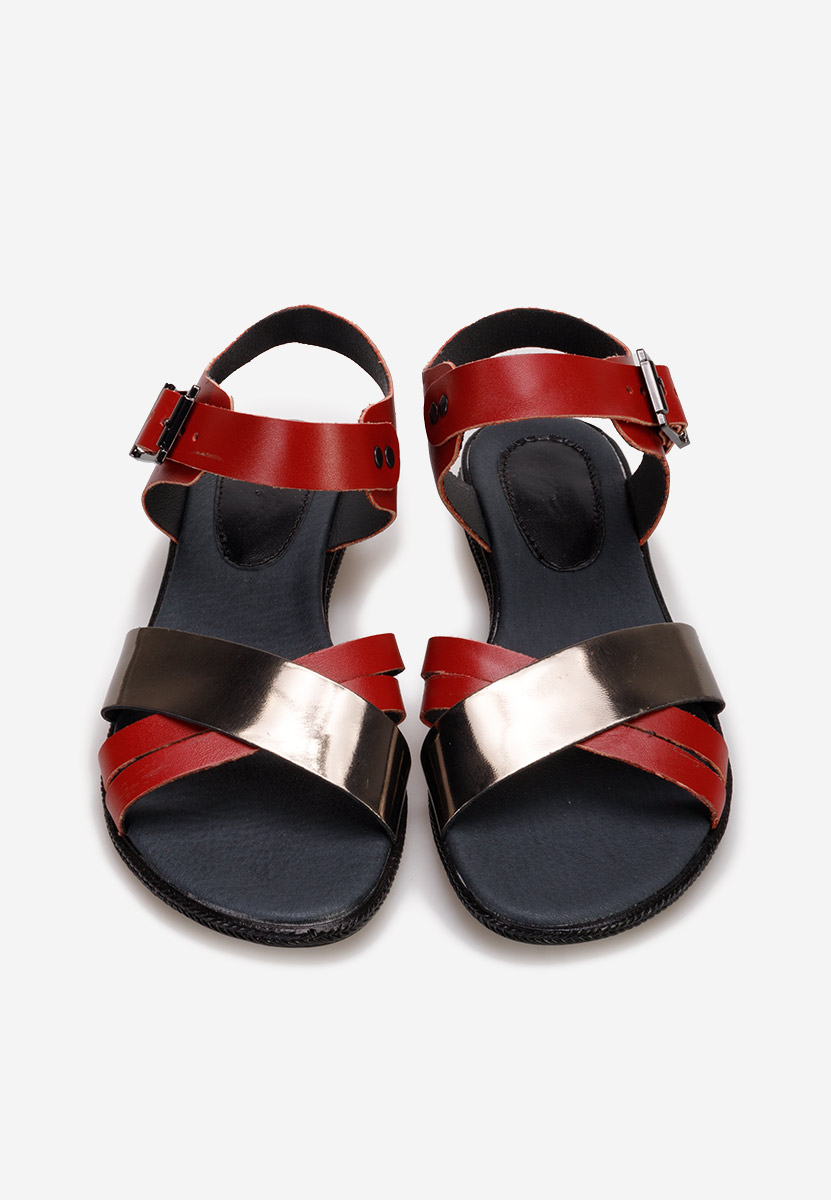 Sandale od prirodne kože Casiella vinsko crvena