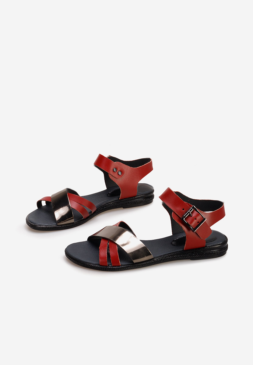 Sandale od prirodne kože Casiella vinsko crvena