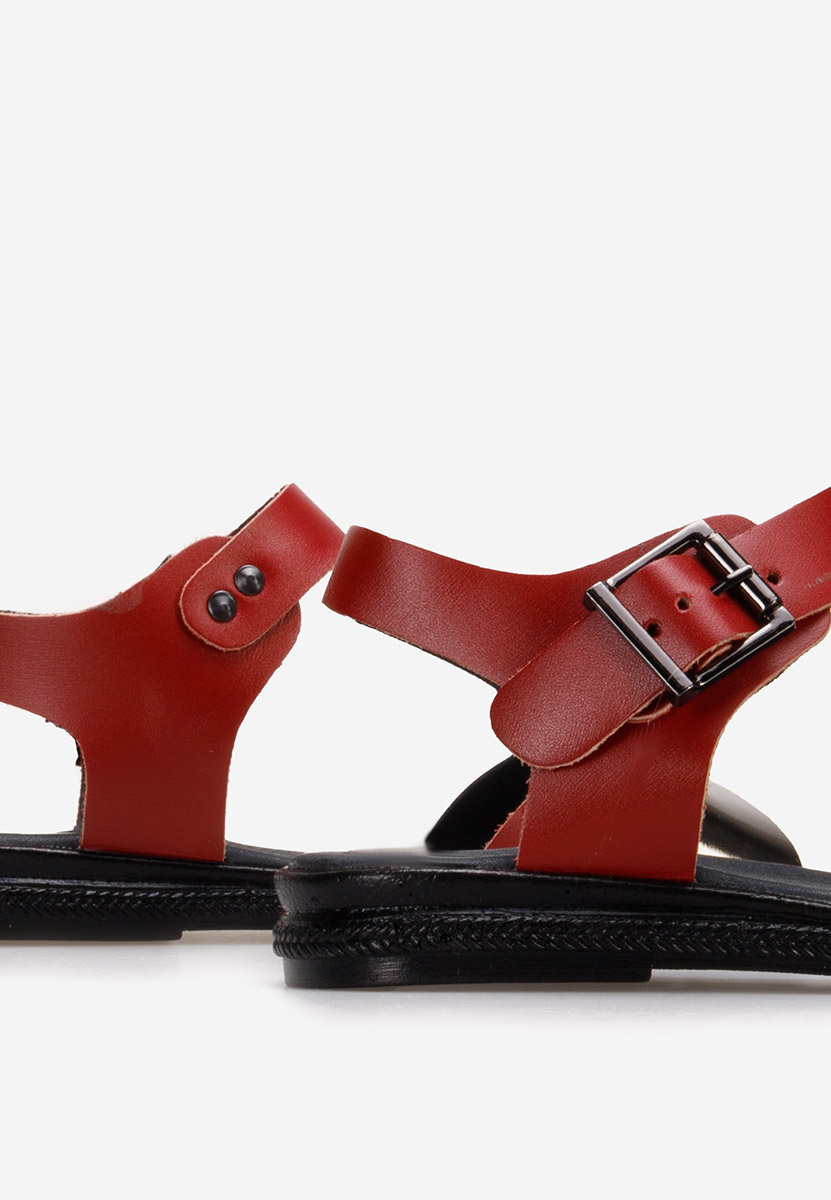 Sandale od prirodne kože Casiella vinsko crvena