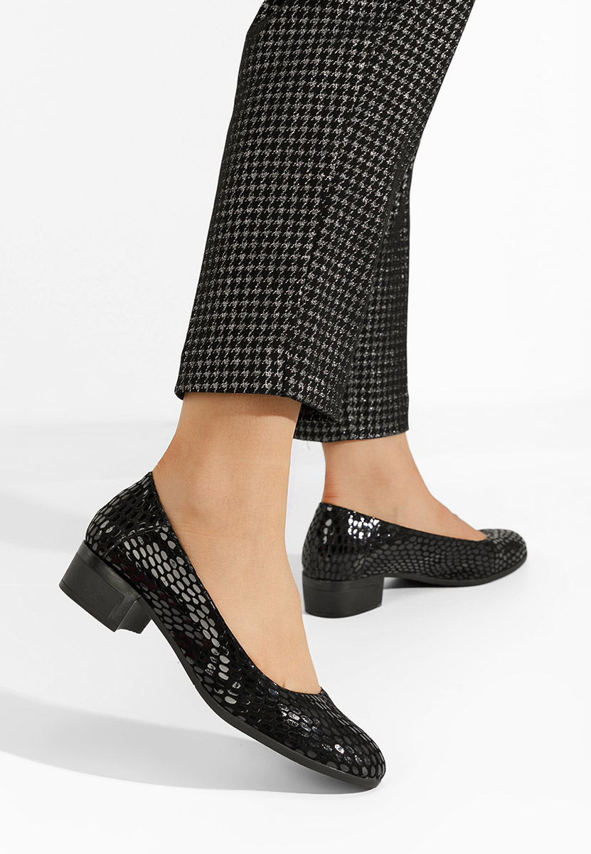 Kožne cipele na petu Montremy V4 crno