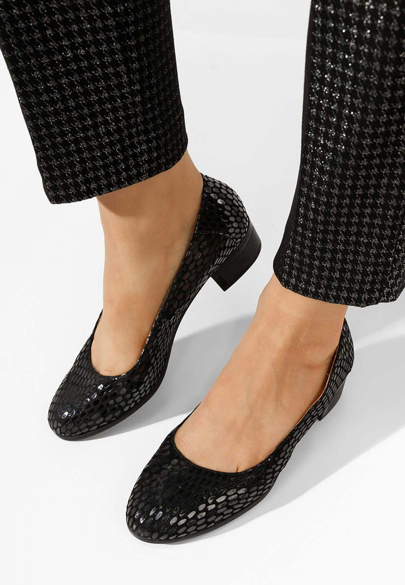 Kožne cipele na petu Montremy V4 crno