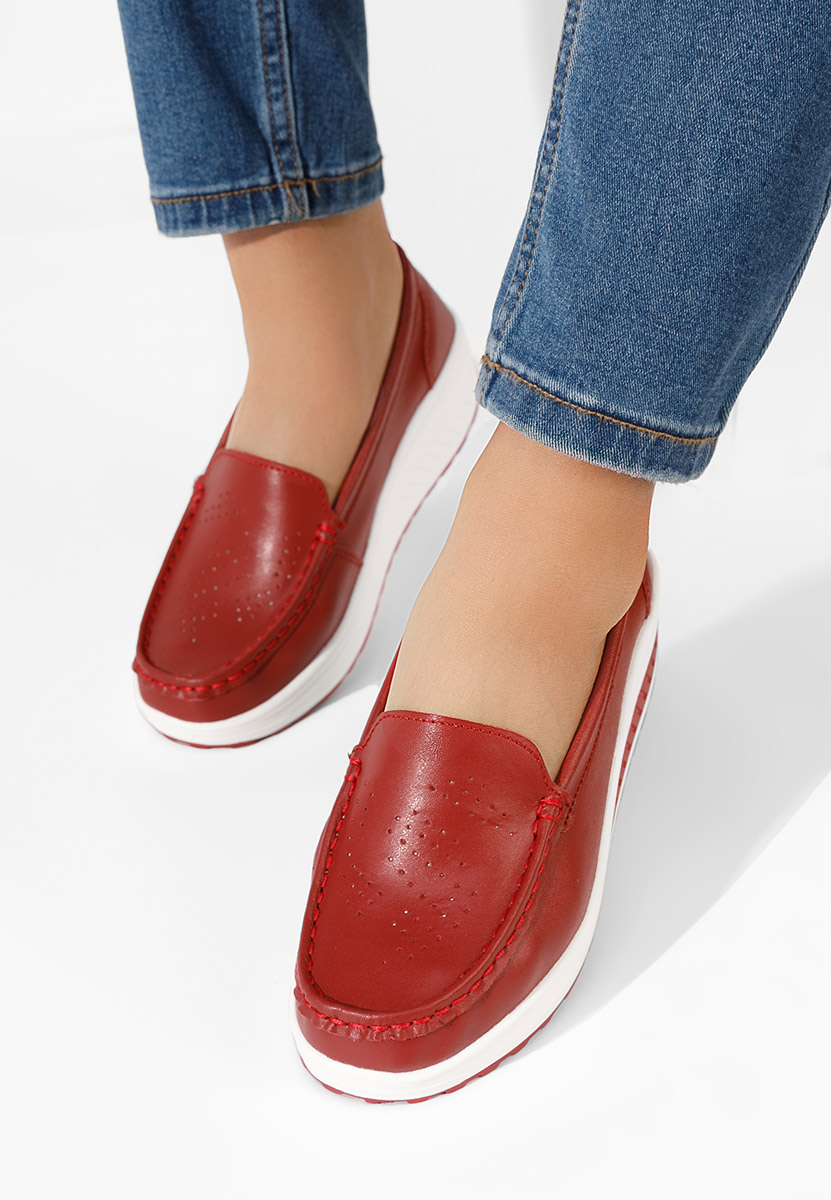 Mokasinke od prirodne kože Yustina crveno