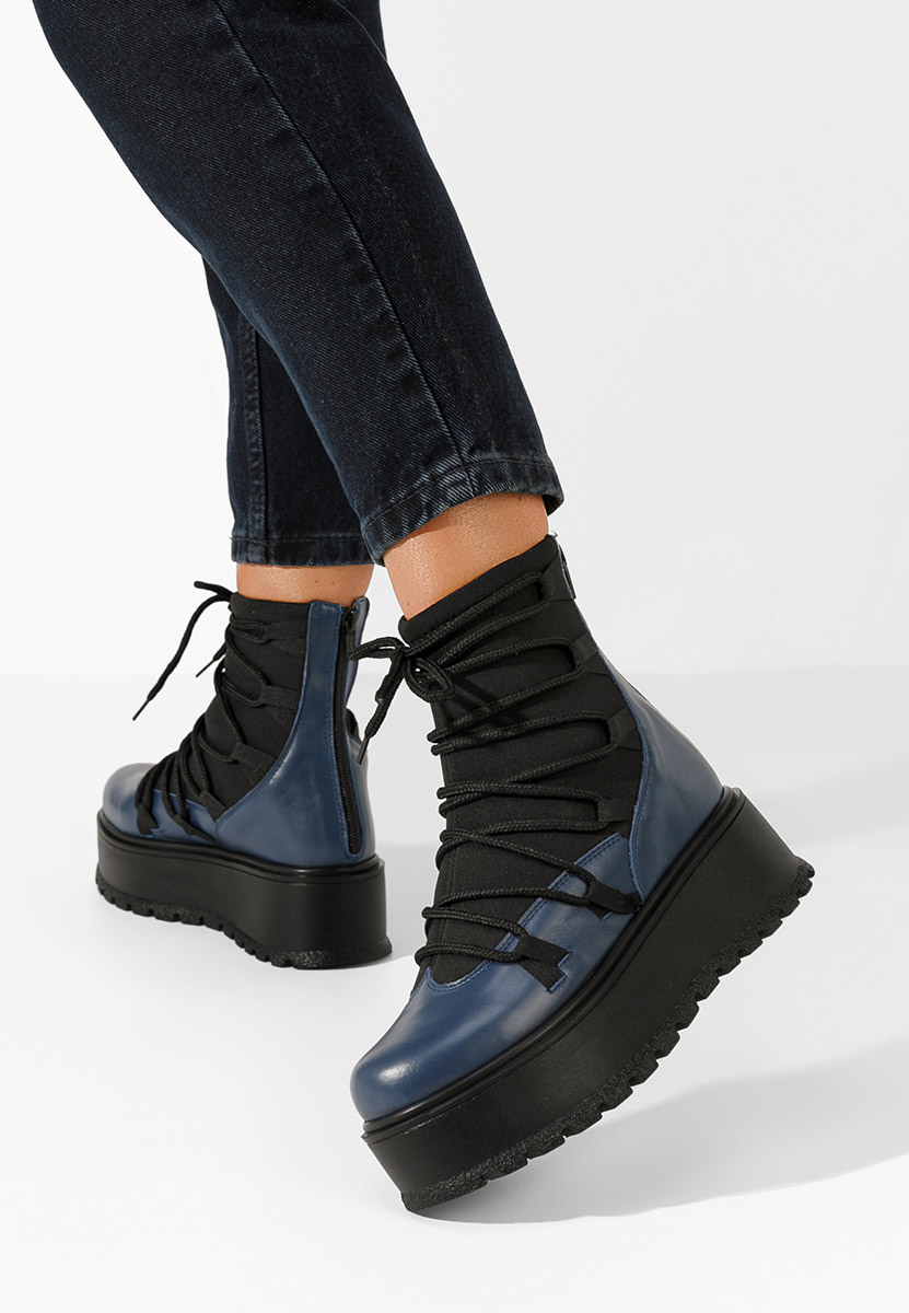 Gležnjače s platformom Amelia plavo navy