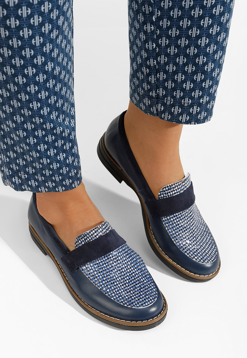 Mokasinke od prirodne kože Aleda plavo navy