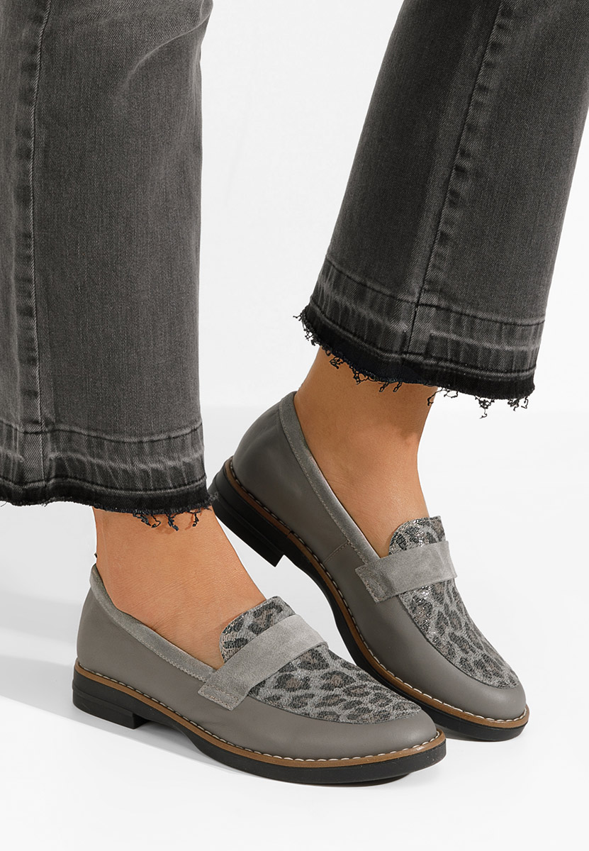 Mokasinke od prirodne kože Aleda sivo