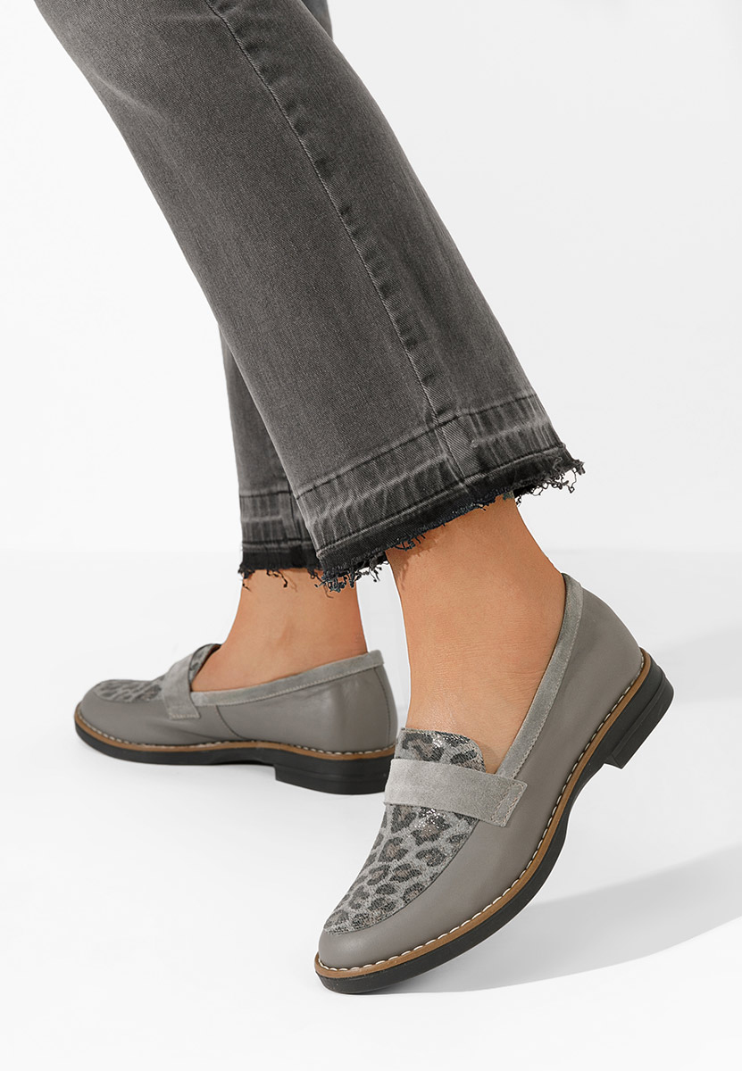 Mokasinke od prirodne kože Aleda sivo