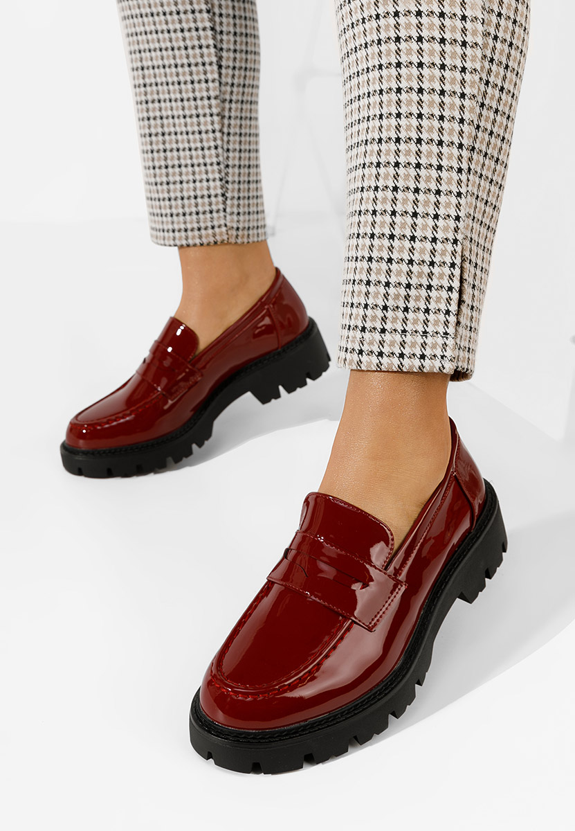 Mokasinke ženske Zampa vinsko crvena