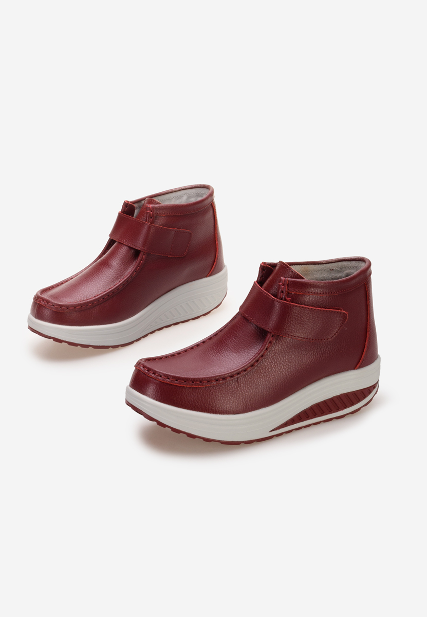 Kožne ženske gležnjače Valara vinsko crvena