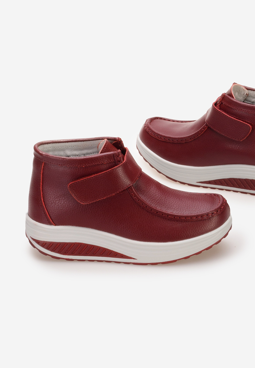 Kožne ženske gležnjače Valara vinsko crvena