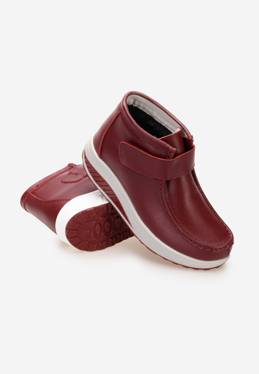 Kožne ženske gležnjače Valara vinsko crvena