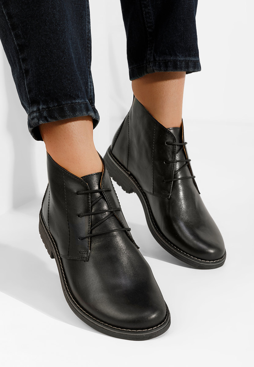 Kožne ženske gležnjače Kalisa V5 crno