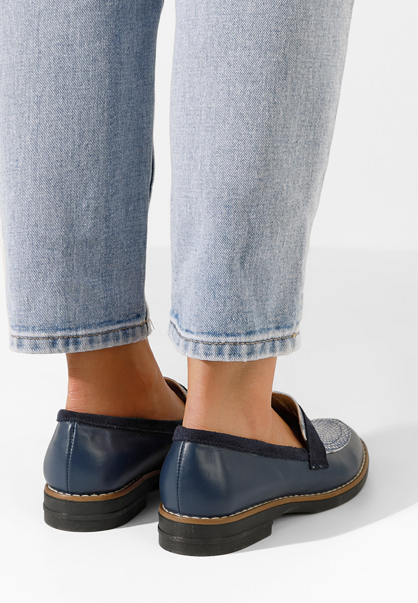 Mokasinke od prirodne kože Aleda plavo navy