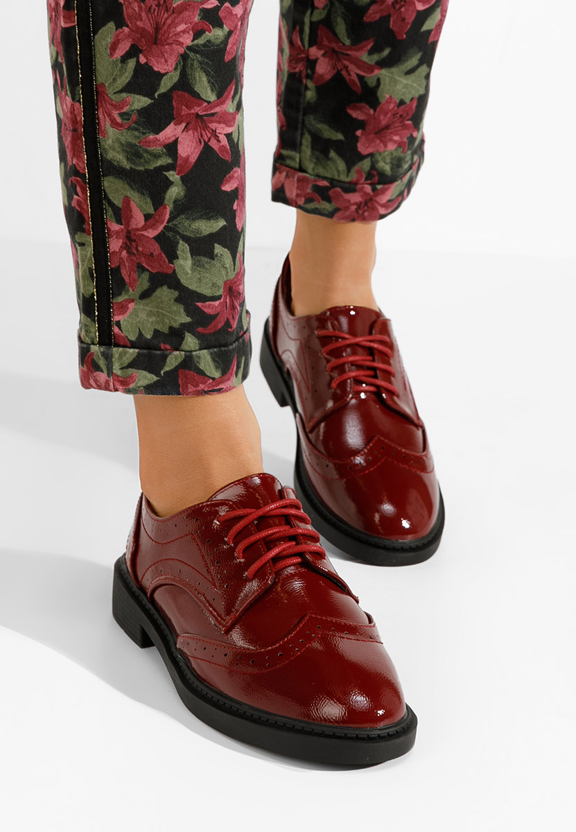 Ženske cipele oksfordice Pheronia vinsko crvena