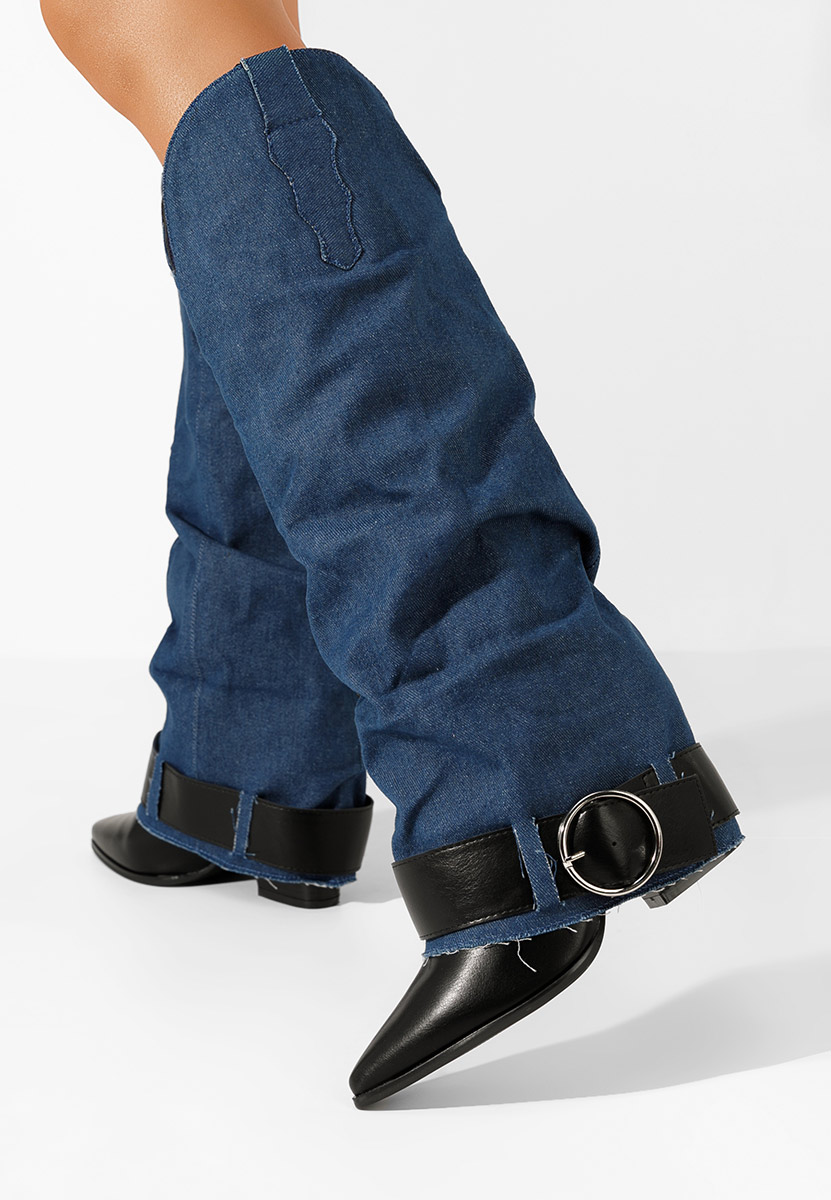 Čizmice na blok petu Elisia denim