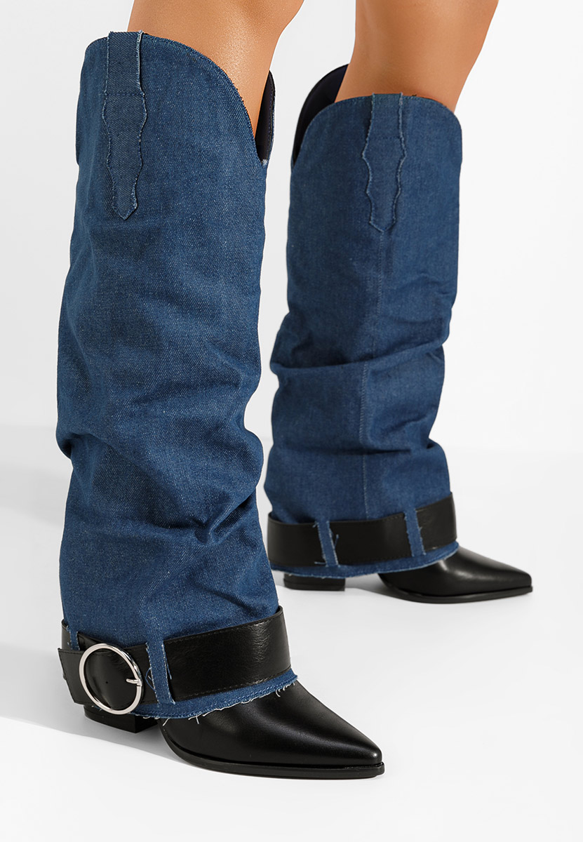 Čizmice na blok petu Elisia denim