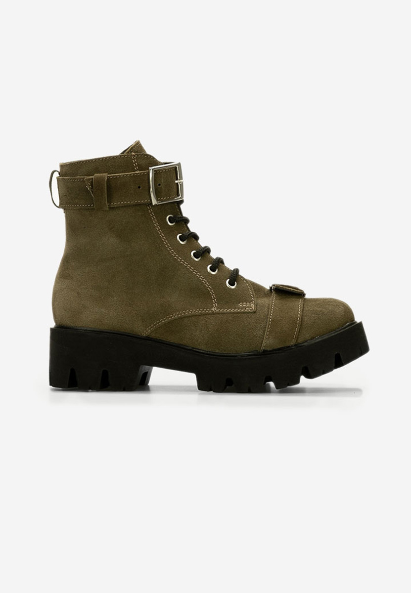 Kožne gležnjače na vezanje Antonina V2 kaki
