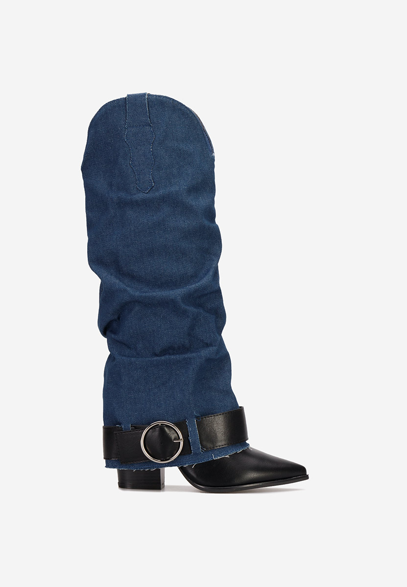 Čizmice na blok petu Elisia denim