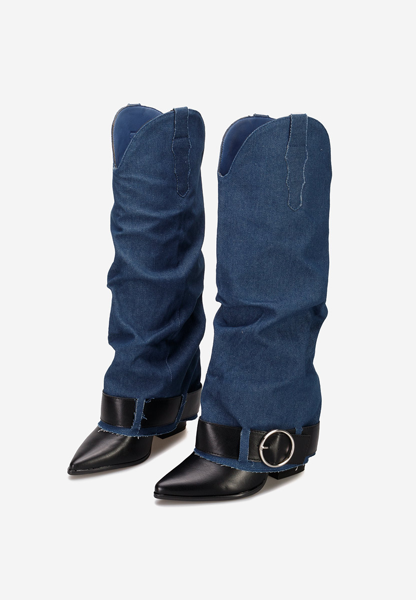 Čizmice na blok petu Elisia denim